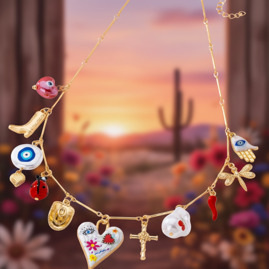 BOHO Charm Necklace Cowboy Background