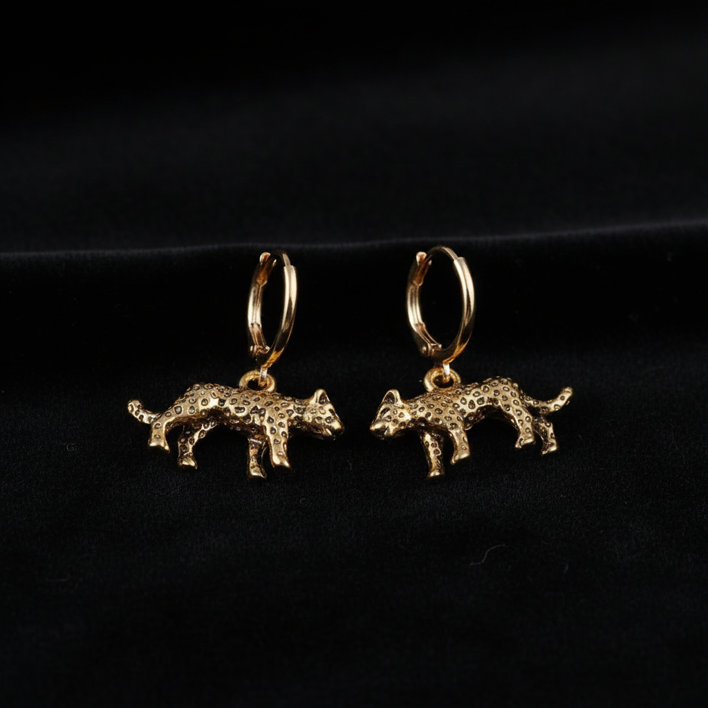 Gold Leopard Hoop Earrings