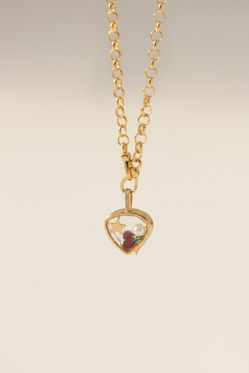 Teardrop Vault Necklace - Hanging Shot with Birthstones